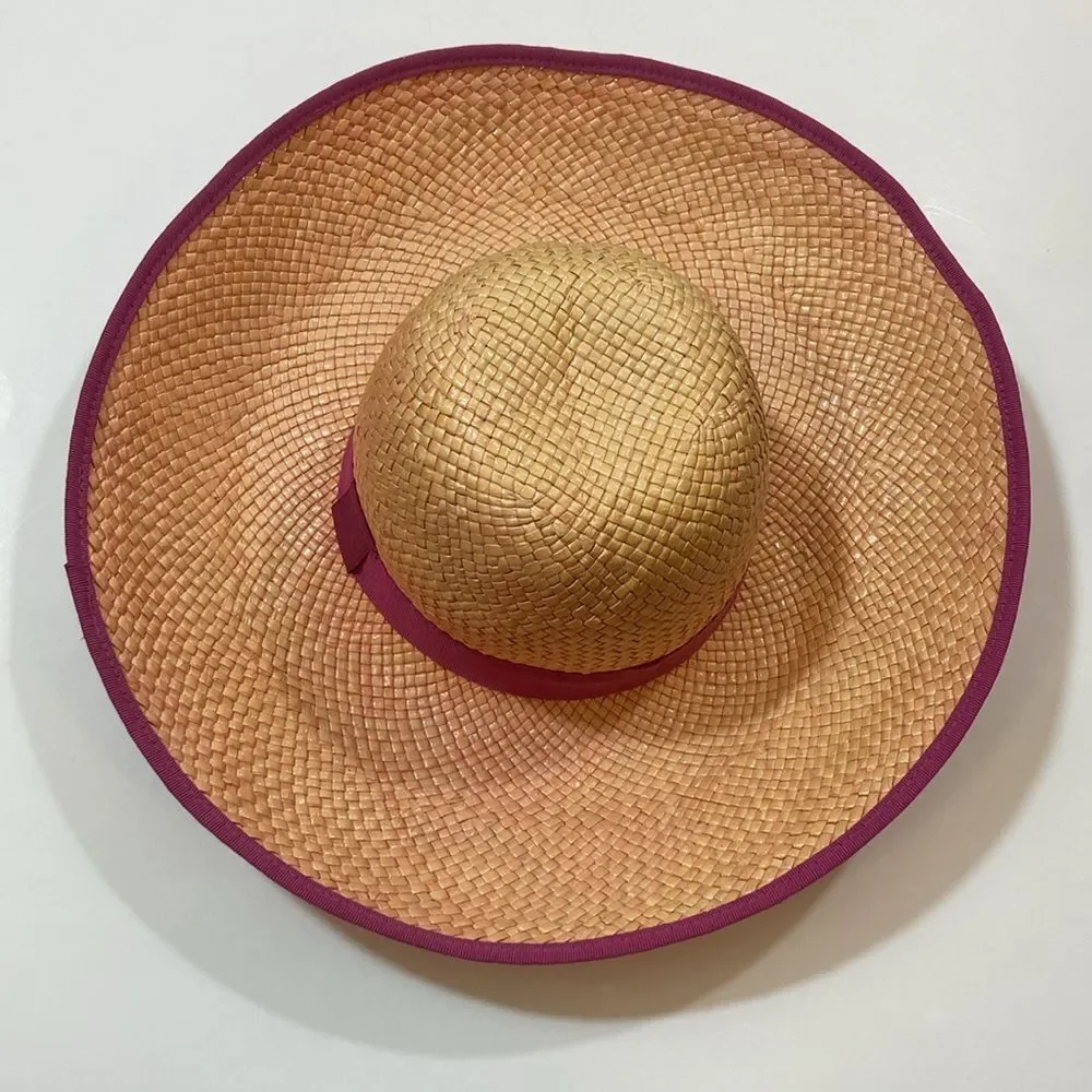 Chic Tan and Pink Wide-Brimmed Hat - Picture 5 of 16